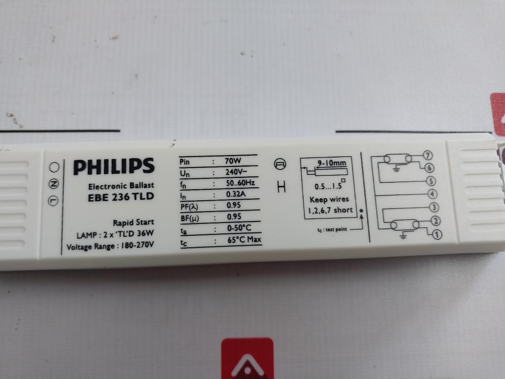 Philips Ebe 236 Tld Electronic Ballast 240V 36W 50-60Hz 0.32A 0-50 C