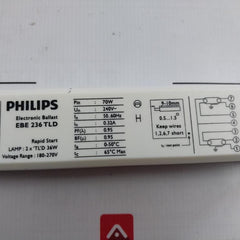 Philips Ebe 236 Tld Electronic Ballast 240V 36W 50-60Hz 0.32A 0-50 C