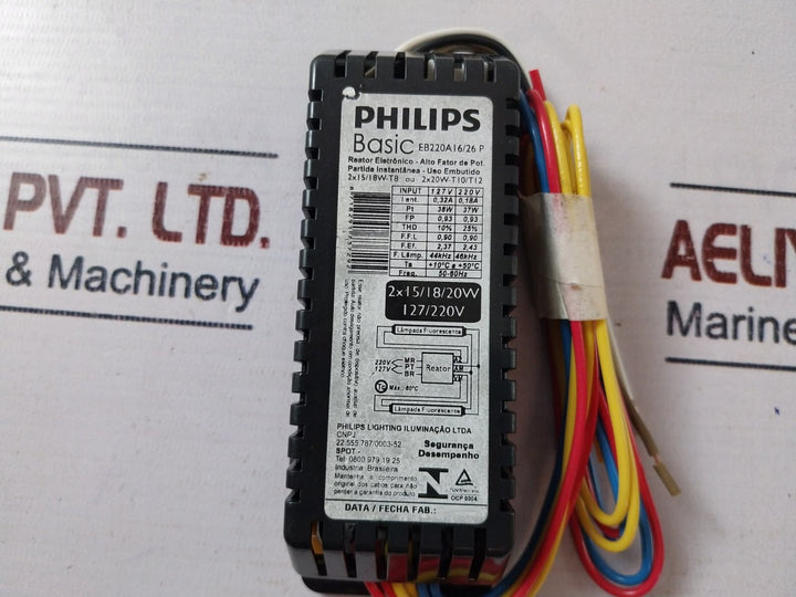 Philips Eb220A16/26P Bivolt Electronic Reactor 2X15/18W Or 2X20W T8/T10/T12 High