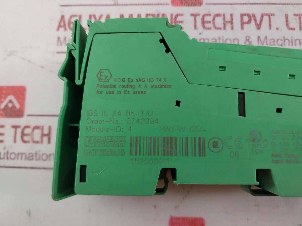Phoenix Contact 2742094 Bus Coupler Ibs Il 24 Bk-t/U 24Vdc/500Ma 250V 1,5Mm2