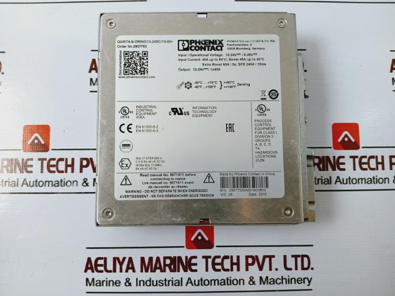 Phoenix Contact 2907753 Quint S-oring Power Supply 12-24Vdc, 40A