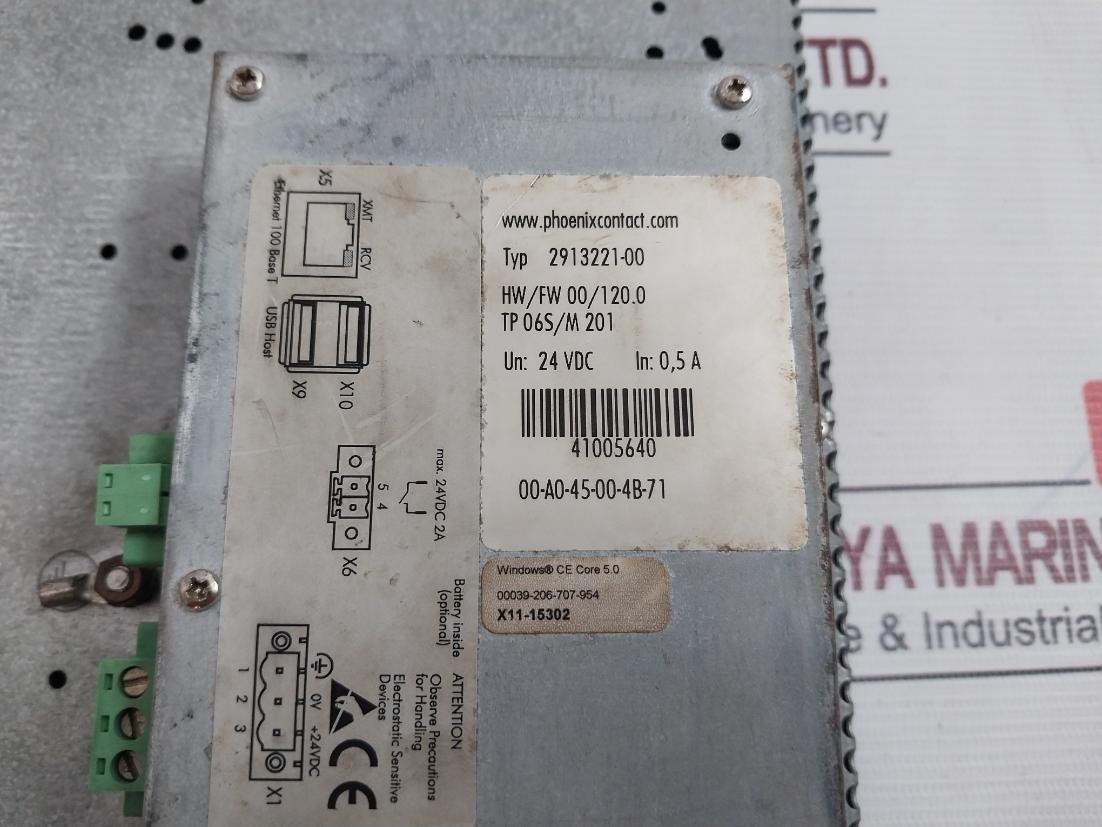 Phoenix Contact 2913221-00 Touch Panel 24V Dc 2A 41005640