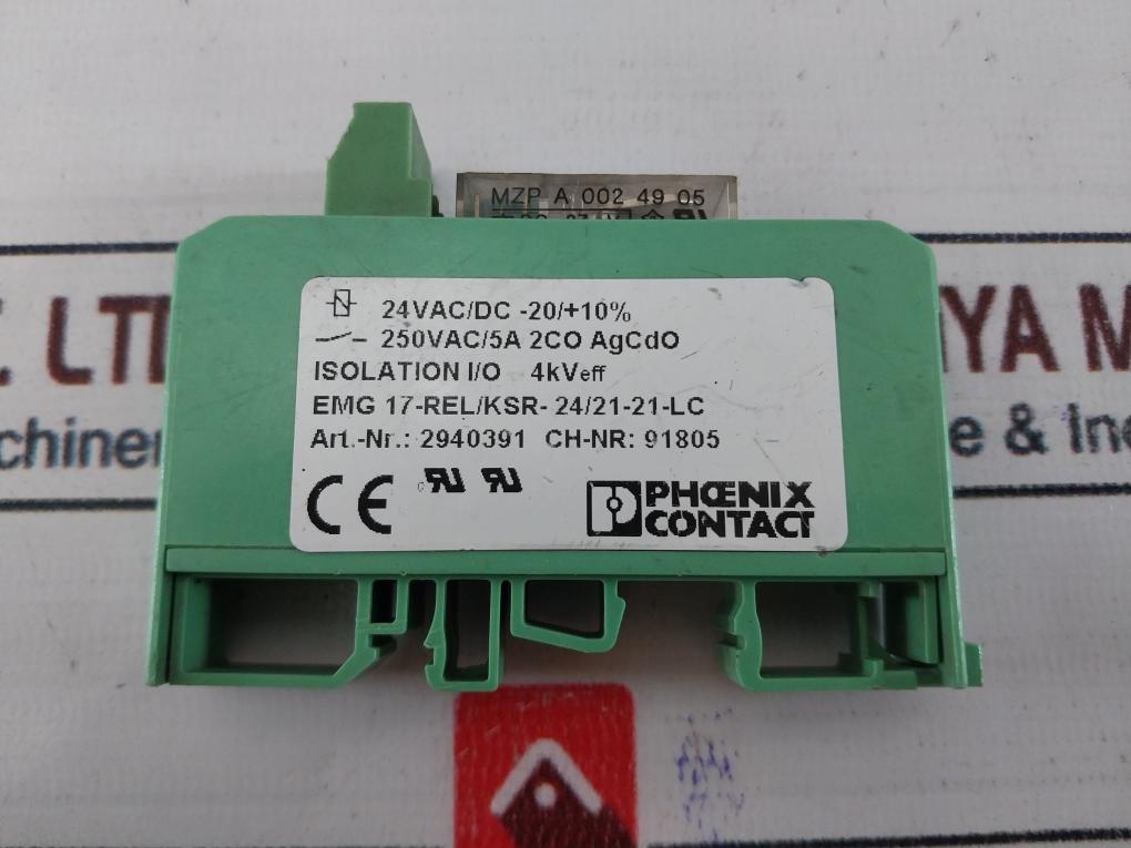 Phoenix Contact 2940391 Isolation Input Output Relay 24Vac/Dc -20/+10%