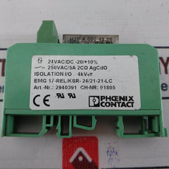 Phoenix Contact 2940391 Isolation Input Output Relay 24Vac/Dc -20/+10%