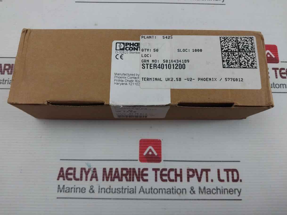 Phoenix Contact 600V Din Rail Terminal Block 20A Part No. Uk 2,5 B-e (1 Box=50Pcs)