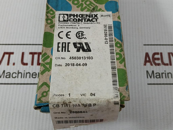 Phoenix Contact Circuit Breaker Dc 50V 10A Part No Cb Tm1 10A Sfb P 2800843