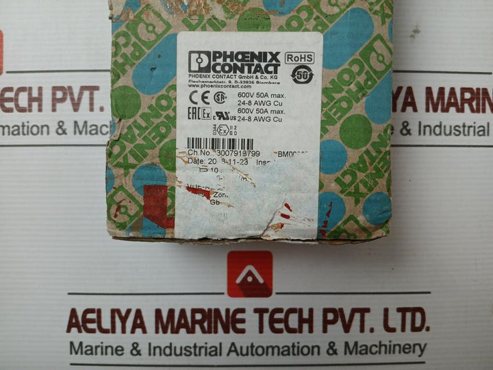 Phoenix Contact Feed Through Terminal Block Part No: Ut 6, 600V 50A Max (1 Box = 50 Pcs)