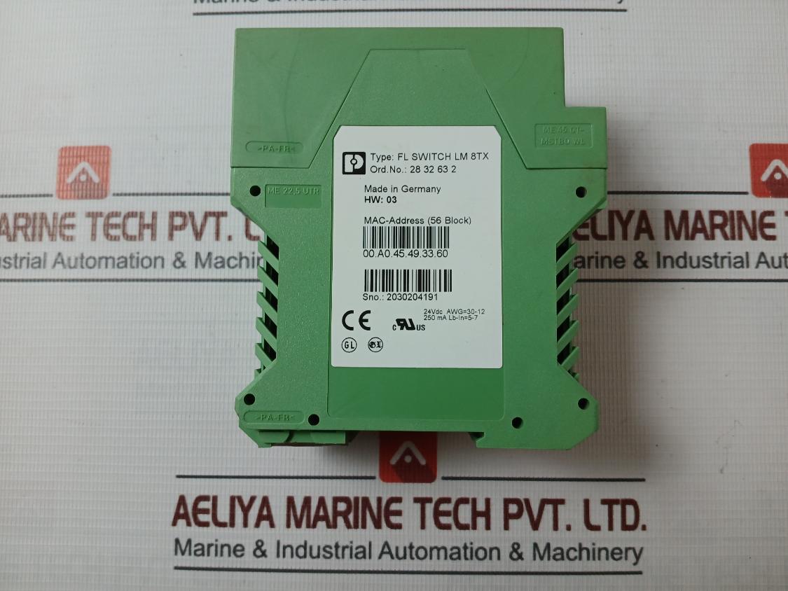 Phoenix Contact Fl Switch Lm 8Tx Industrial Ethernet Switch 2832632 24Vdc, 250Ma
