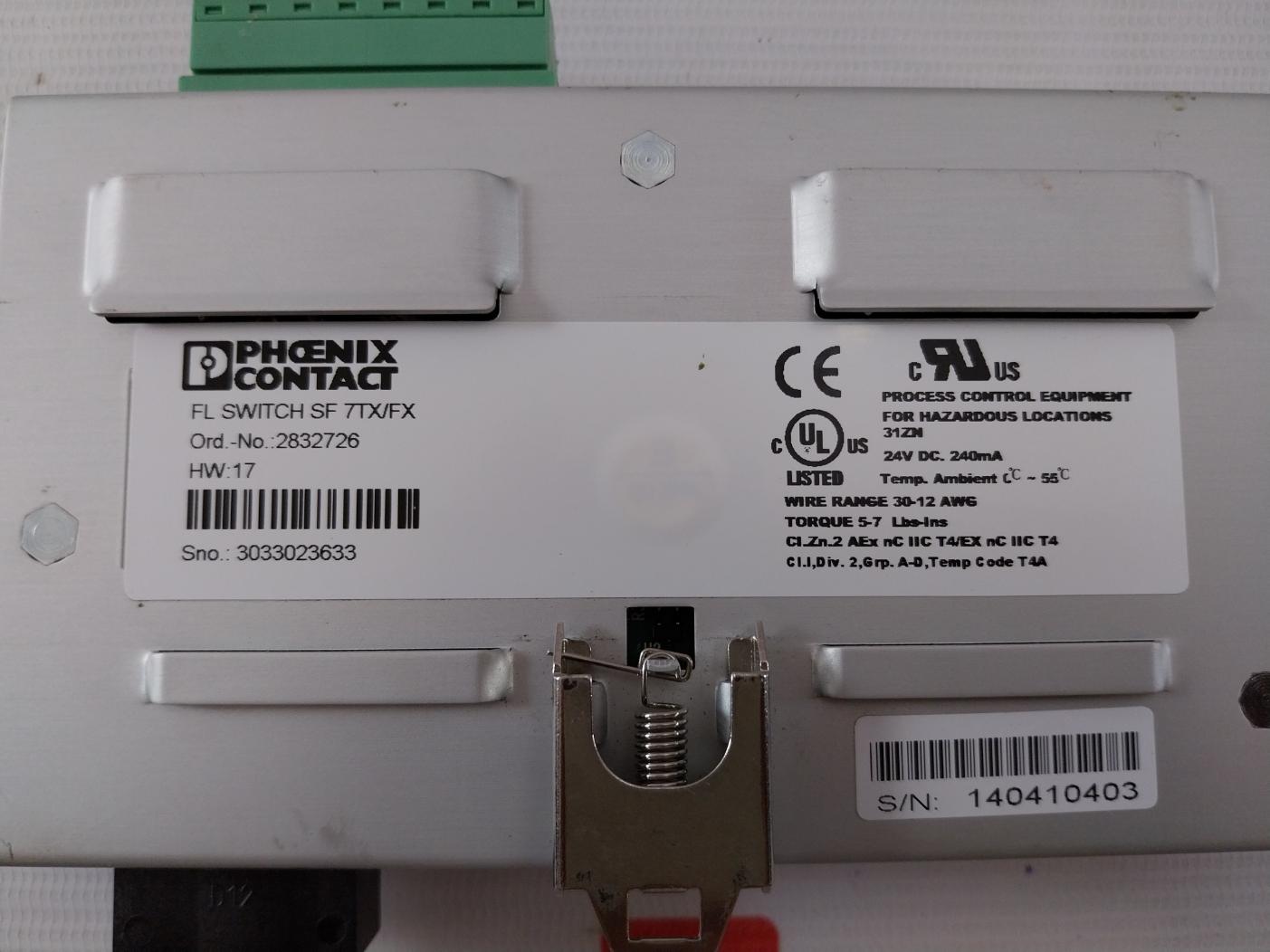 Phoenix Contact Fl Switch Sf 7Tx/Fx Industrial Ethernet Switch 24Vdc 240Ma