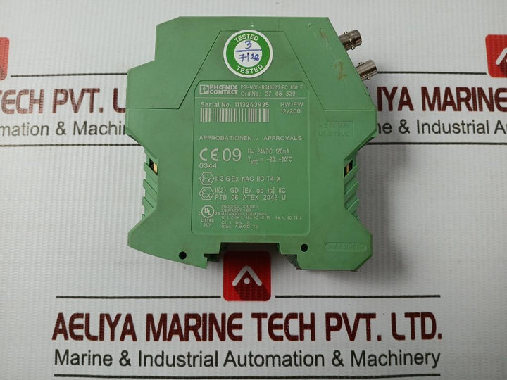 Phoenix Contact Fo Converter 24Vdc 120Ma Part No Psi-mos-rs485W2/Fo 850 E