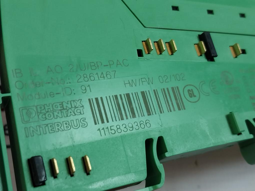 Phoenix Contact Ib Il Ao 2/U/Bp-pac Analog Interbus Module 2861467 24Vdc