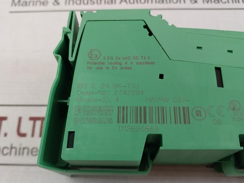 Phoenix Contact Ibs Il 24 Bk-t/U Bus Coupler 24Vdc/500Ma Potential Routing 4A