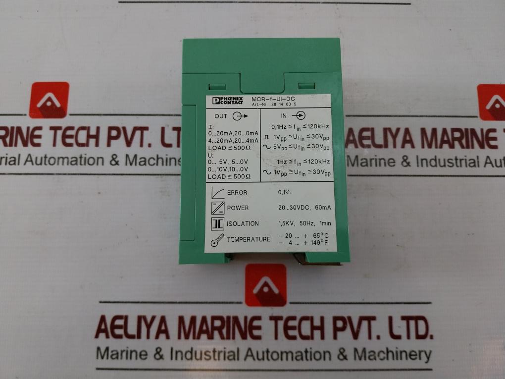 Phoenix Contact Mcr-f-ui-dc Frequency Measuring Transducer 2814605 20-30Vdc 60Ma