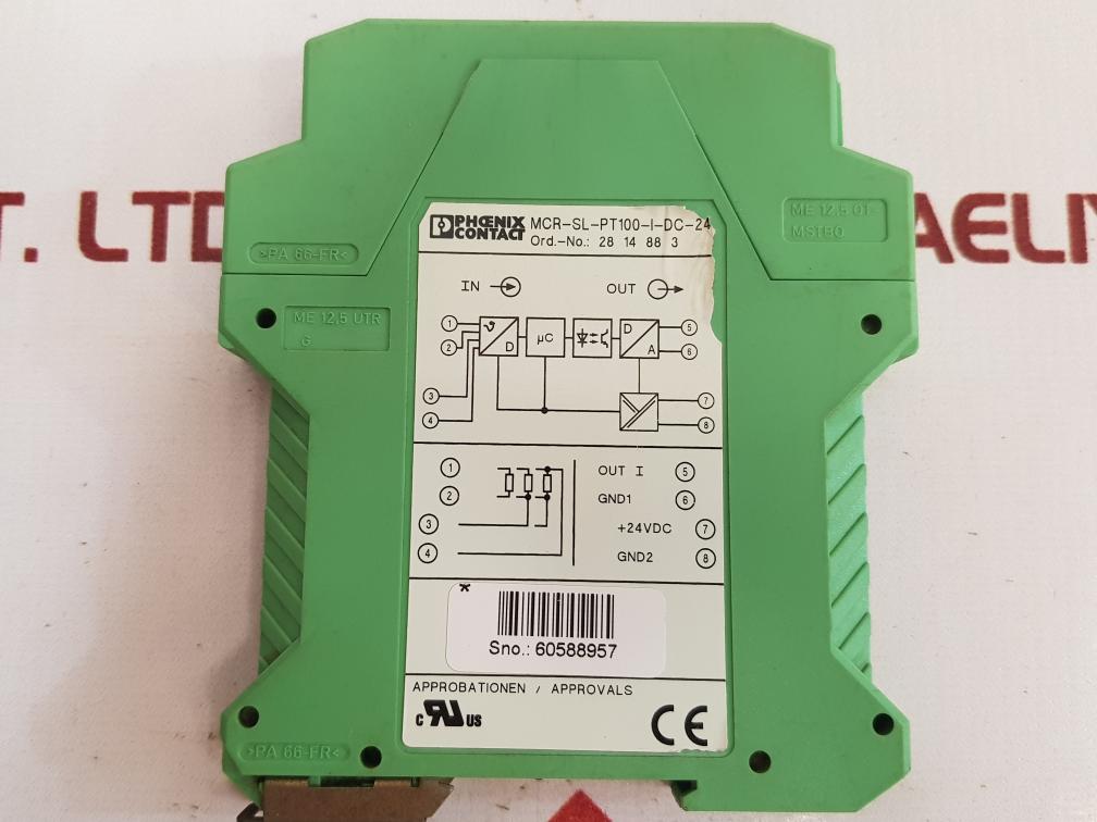 Phoenix Contact Mcr-sl-pt100-i-dc-24 Temperature Transducer 28 14 88 3 4-20 Ma