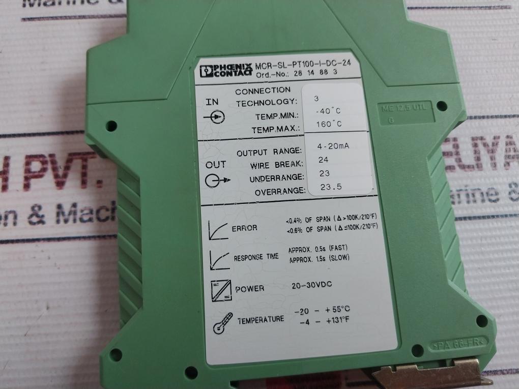 Phoenix Contact Mcr-sl-pt100-u-dc-24 Temperature Transducer 2814883