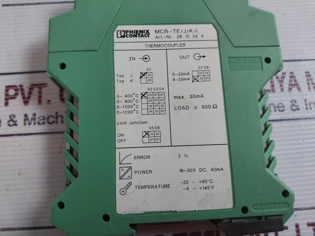 Phoenix Contact Mcr-te/J/K/I Thermocoupler 18-30V Dc, 40Ma