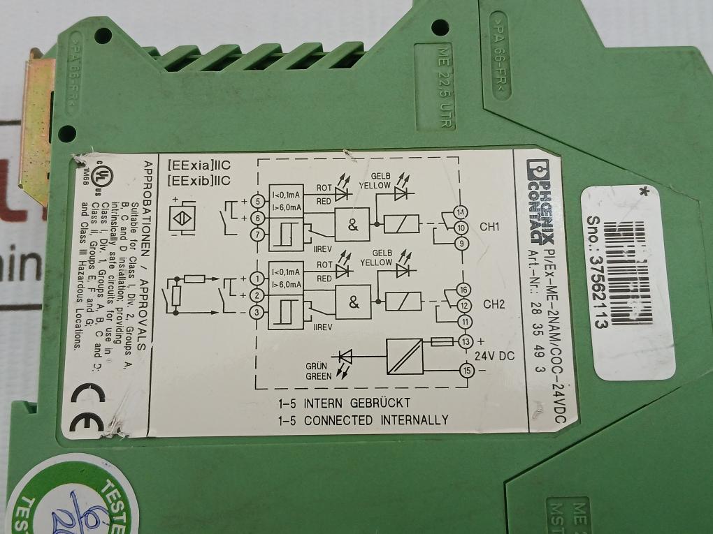 Phoenix Contact Switching Amplifier Relay Output Module Pi/Ex-me-2Nam/Coc-24Vdc