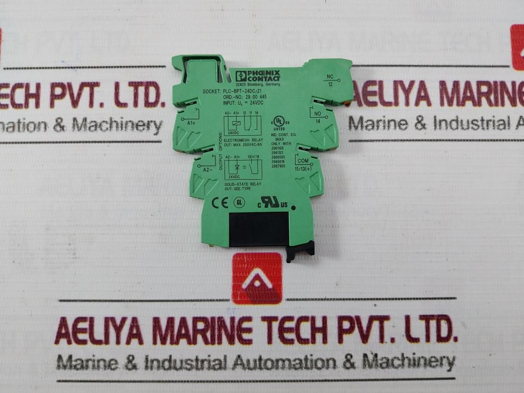 Phoenix Contact Plc-bpt-24Dc/21 Relay Base With Relay 2966595 2900445 24Vdc 6A