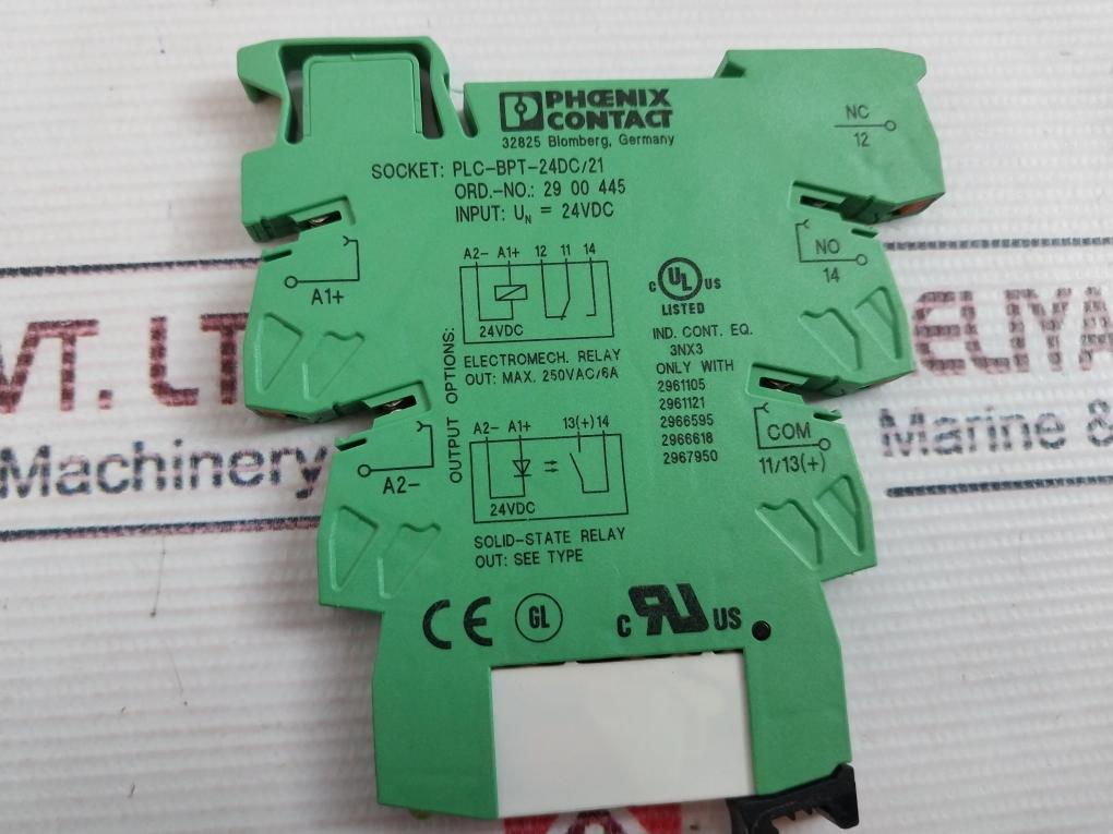 Lot of 3X Phoenix Contact PLC-BPT- 24DC/21 Relay Socket 250V 6A