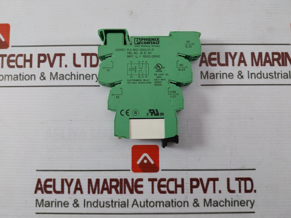 Phoenix Contact Plc-bsc-120Uc/21-21 Relay Base 2967031 110Vdc/120Vac 250Vac/2X6A