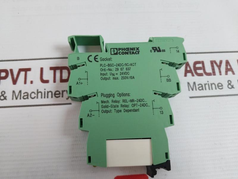 Phoenix Contact Plc-bsc-24Dc/1Ic/Act Relay Base 2967837 24Vdc 250V/10A