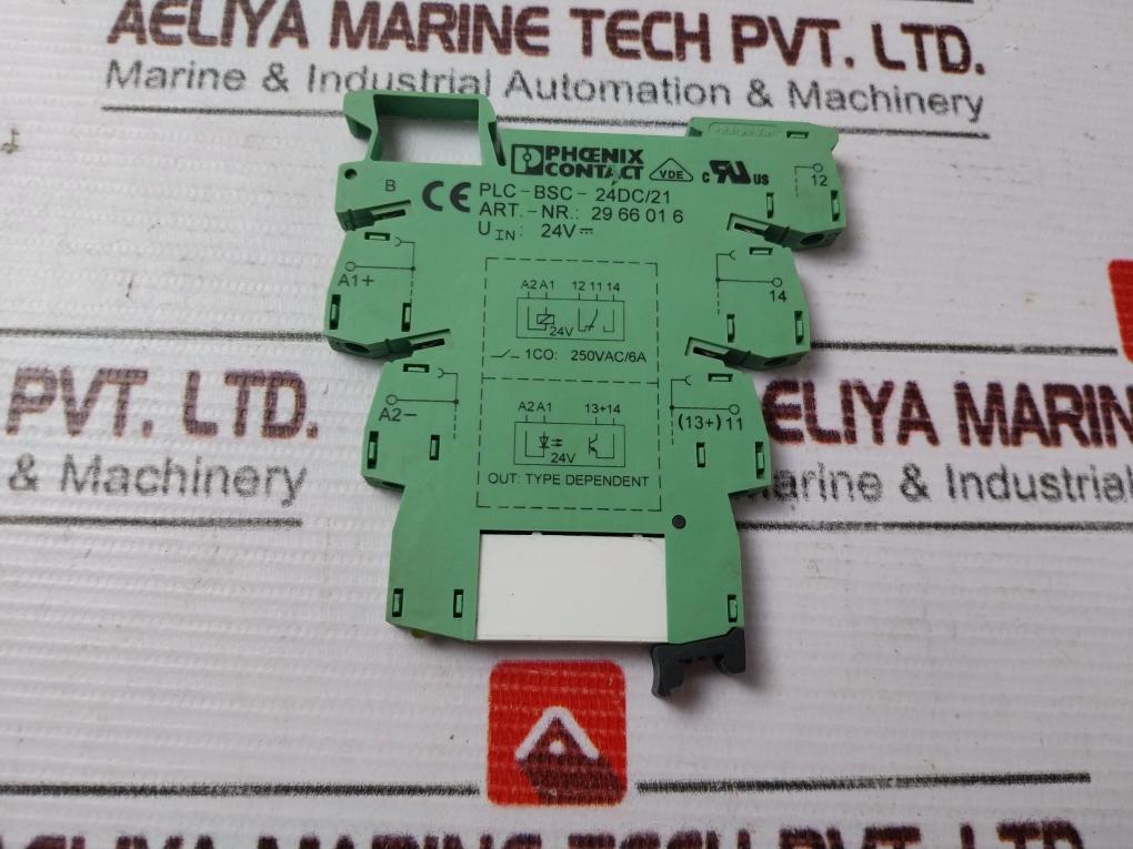 Lot of 2X PHOENIX CONTACT PLC-BSC-24DC/21 Relay Base 250VAC/6A