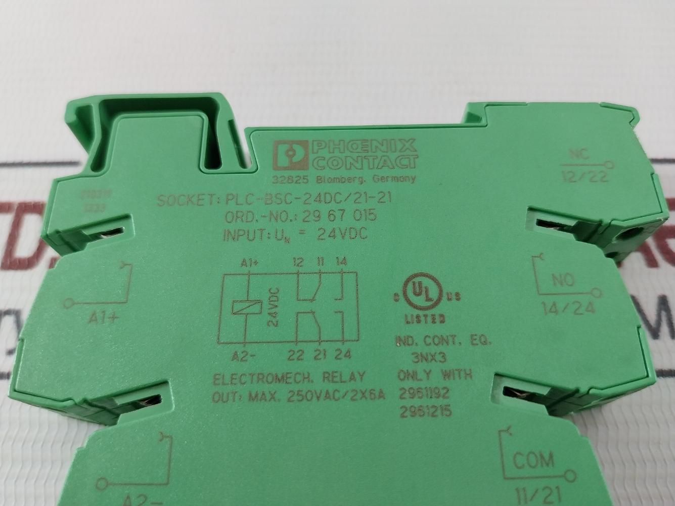 Phoenix Contact Plc-bsc-24Dc/21-21 Relay Base 10A/250V 250Vac/2X6A