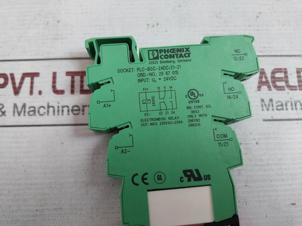 Phoenix Contact Plc-bsc-24Dc/21-21 Relay Base 24Vdc 250Vac/2X6A 2967015 10A/250V~