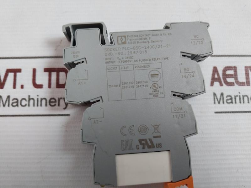 Phoenix Contact Plc-bsc-24Dc/21-21 Relay Base 24V Dc 8A / 250V Ac 240419 1200