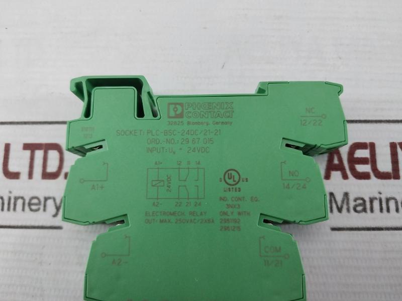 Lot of 2X Phoenix Contact PLC-BSC-24DC/21-21 Relay Base 2967015 24VDC