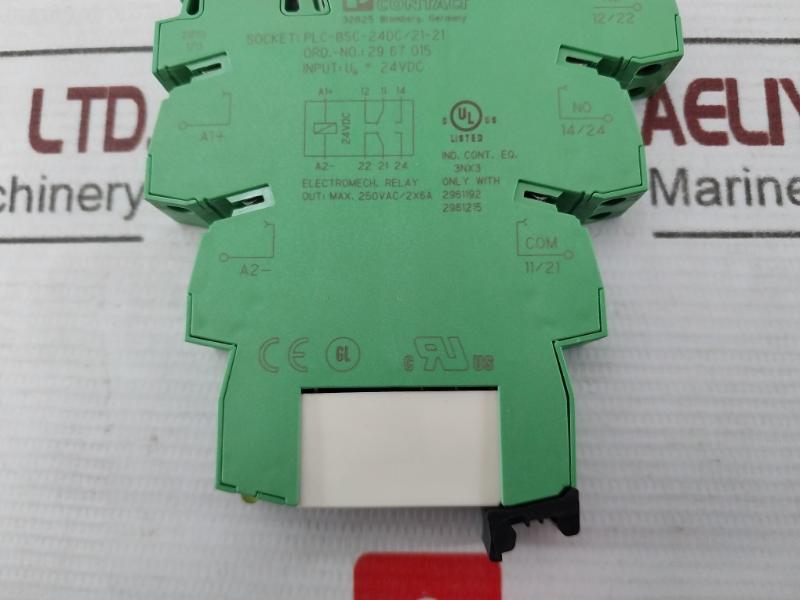 Lot of 2X Phoenix Contact PLC-BSC-24DC/21-21 Relay Base 2967015 24VDC
