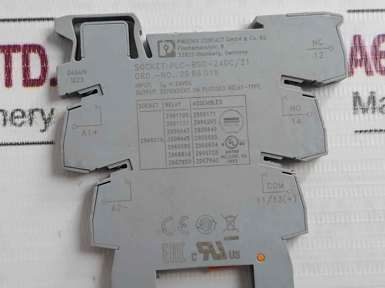 Phoenix Contact Plc-bsc-24Dc/21 Relay Base 24V