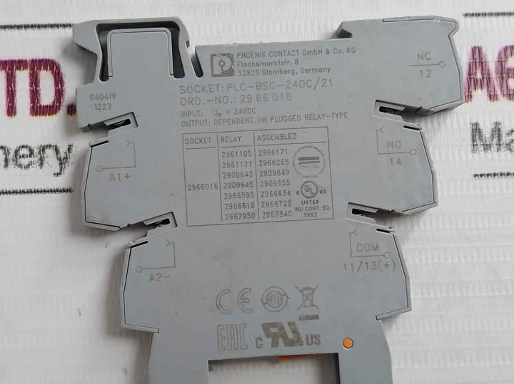 Phoenix Contact Plc-bsc-24Dc/21 Relay Base 24V
