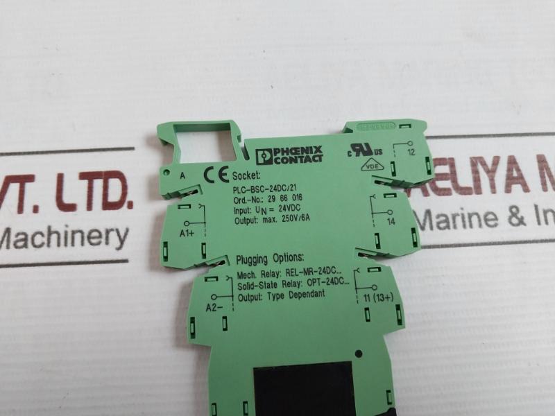 Phoenix Contact Plc-bsc-24Dc/21 Relay Base 2966016 24Vdc 250V/6A 2A/24V Dc