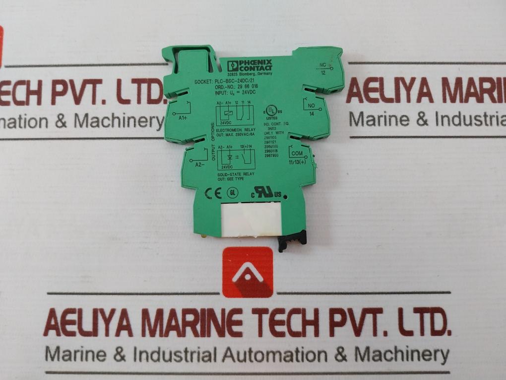 Phoenix Contact Plc-bsc-24Dc/21 Relay Base 29 66 016 24Vdc 250Vac/6A