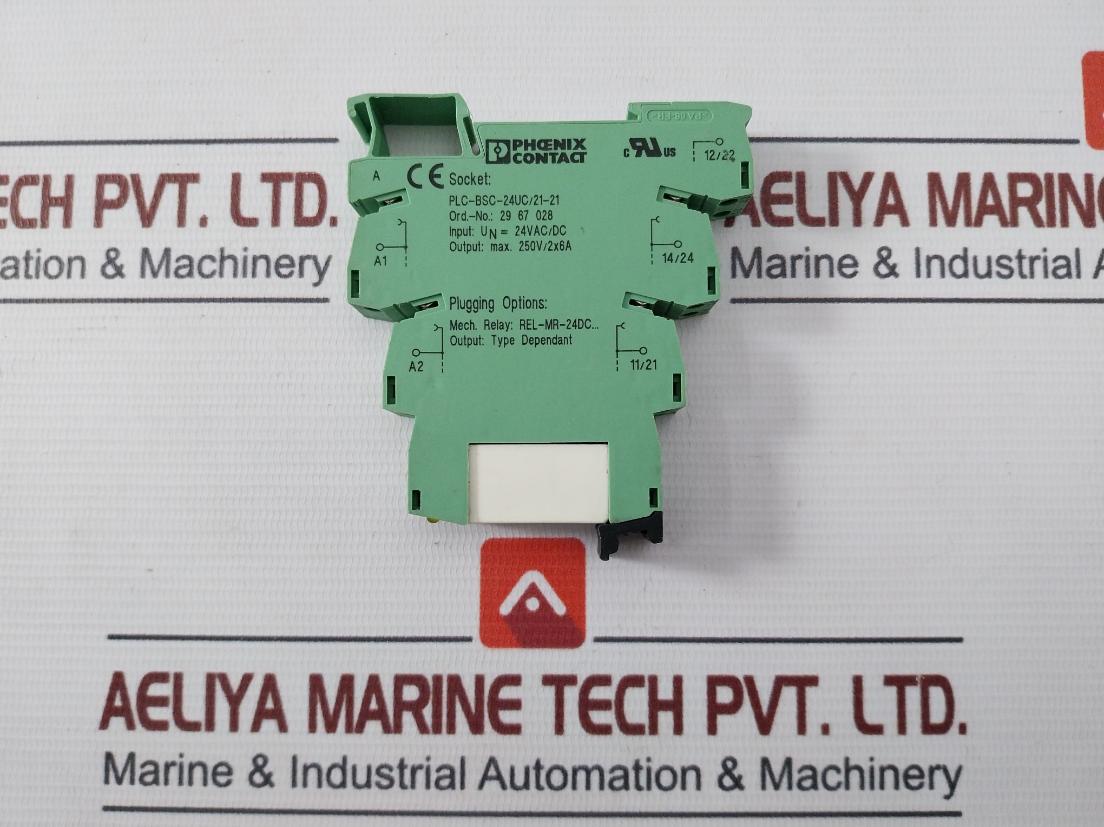 Phoenix Contact PLC-BSC-24UC/21-21 Relay Base 24VAC/DC 250V/2X6A