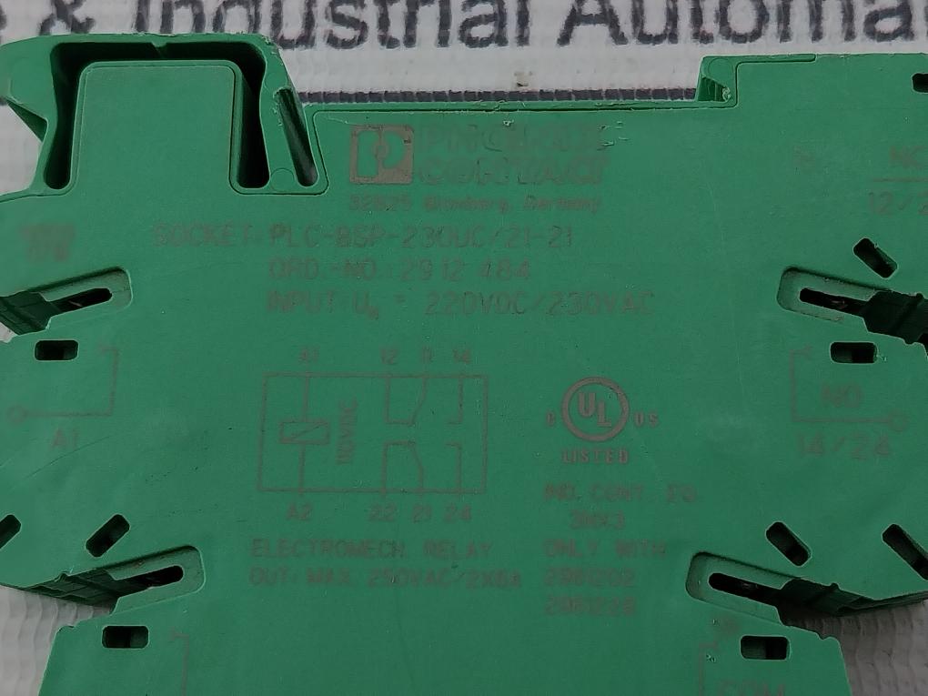 Phoenix Contact Plc-bsp-230Uc/21-21 Relay Base 250Vac/2X6A