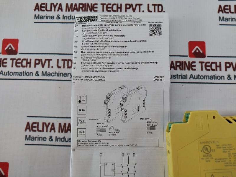 Phoenix Contact Psr-scp-24Dc/Fsp/2X1/1X2 Safety Relay Module 230V Ac 24V Dc