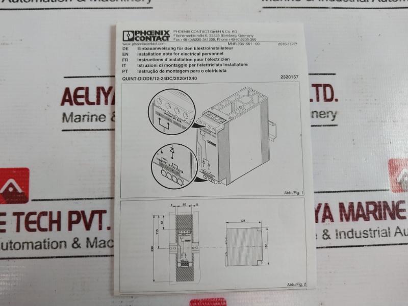 Phoenix Contact Quint-diode/12-24dc/2x20/1x40 Din Rail Diode Module Dc12-24v 2x20a