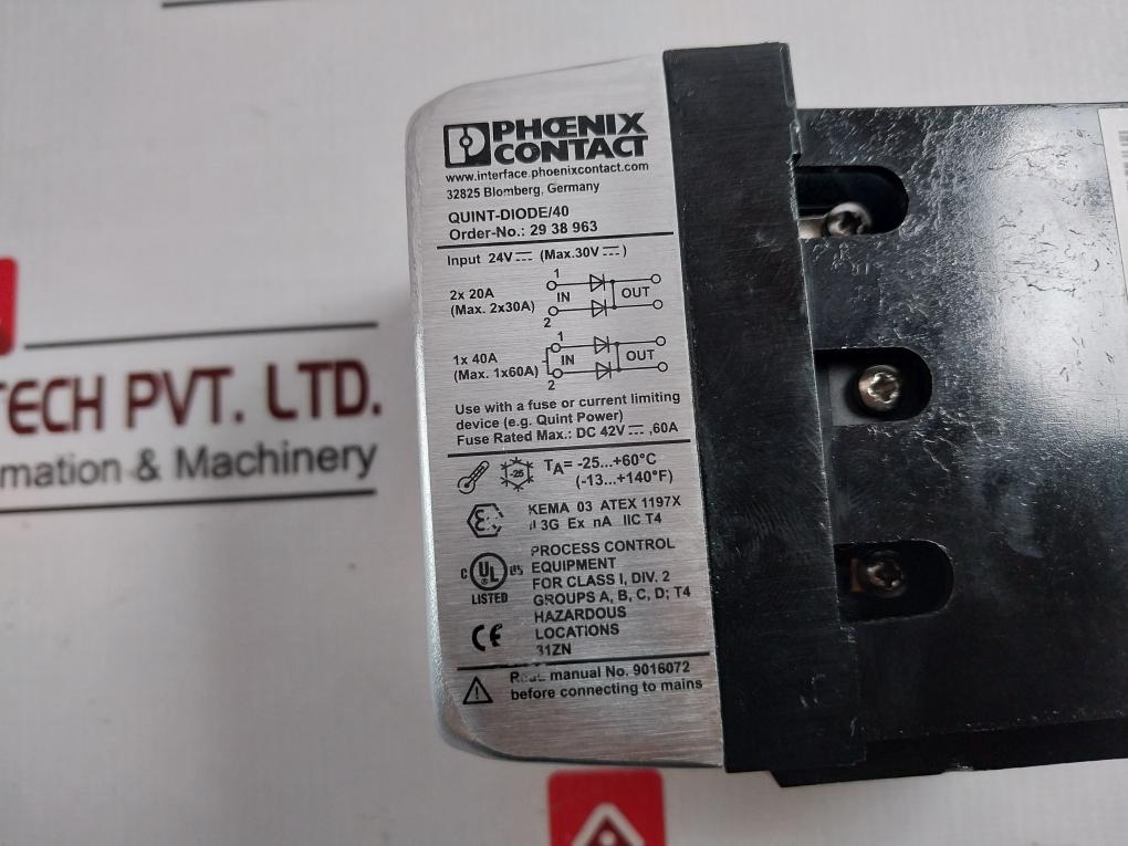 Phoenix Contact Quint-diode/40 Redundancy Module 2938963 24V 1X40A