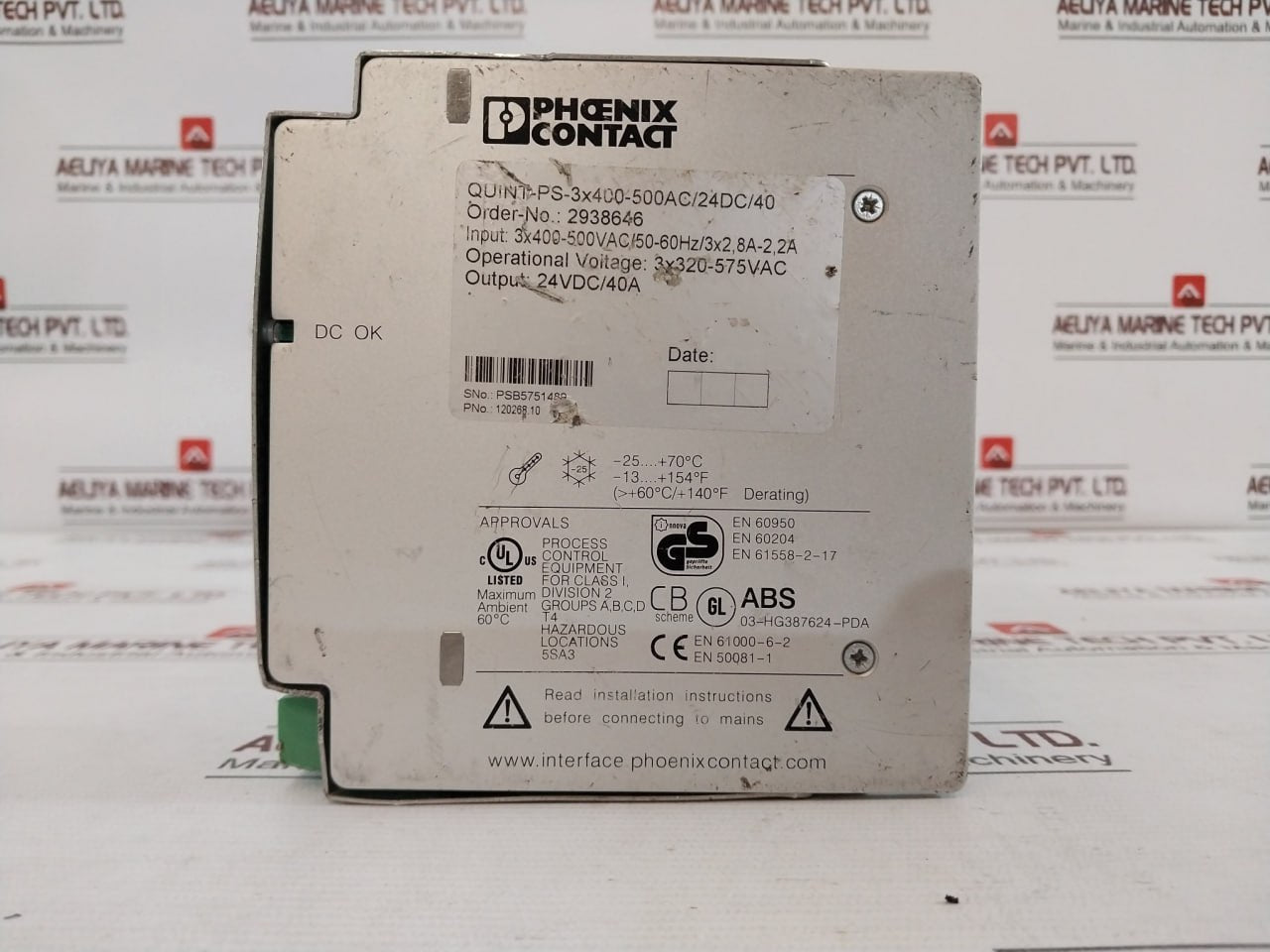 Phoenix Contact Quint-ps-3X400-500Ac/24Dc/40 Power Supply Unit 2938646 24Vdc/40A