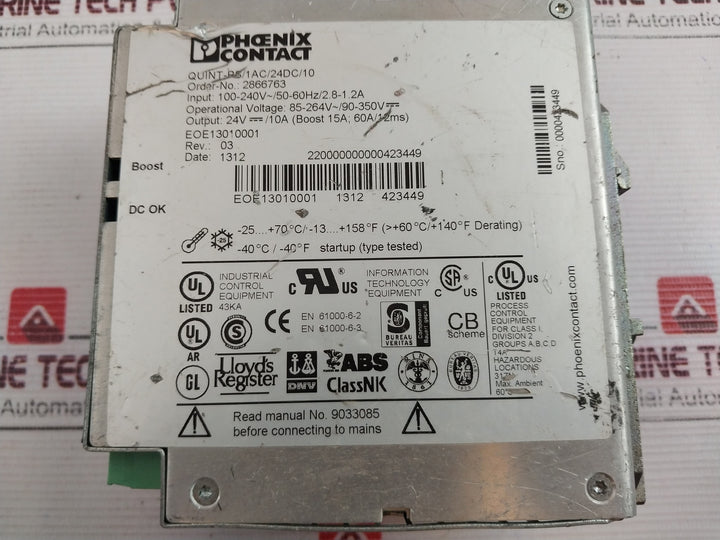Phoenix Contact Quint-ps/1Ac/24Dc/10 Power Supply Unit
