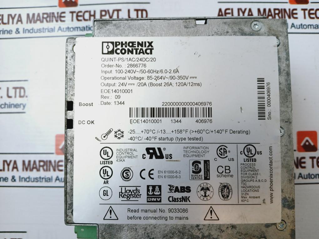Phoenix Contact QUINT-PS/1AC/24DC/20 Power Supply Unit Rev 09