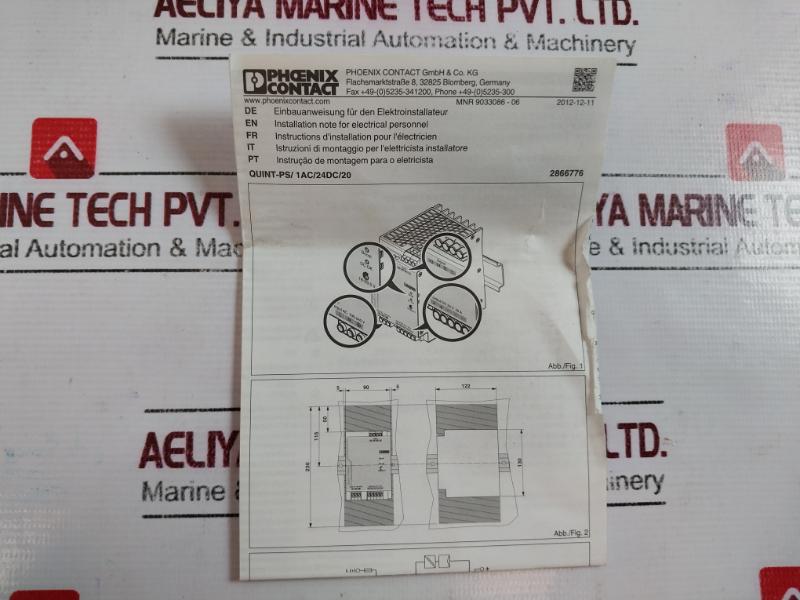 Phoenix Contact Quint-ps/1Ac/24Dc/20 Power Supply Unit 2866776 100-240V/50-60Hz