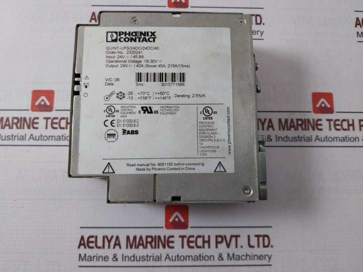 Phoenix Contact Quint-ups/24Dc/24Dc/40 Ups Power Supply 24V 40A