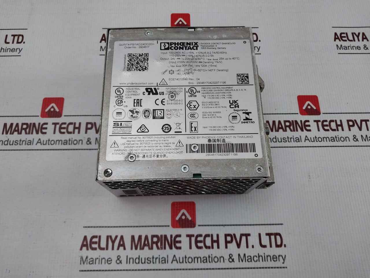 Phoenix Contact Quint4-ps/1Ac/24Dc/20/+ Power Supply 100-240V Ac/50-60Hz