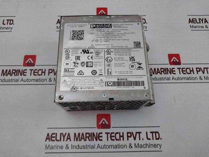 Phoenix Contact Quint4-ps/1Ac/24Dc/20/+ Power Supply 100-240V Ac/50-60Hz