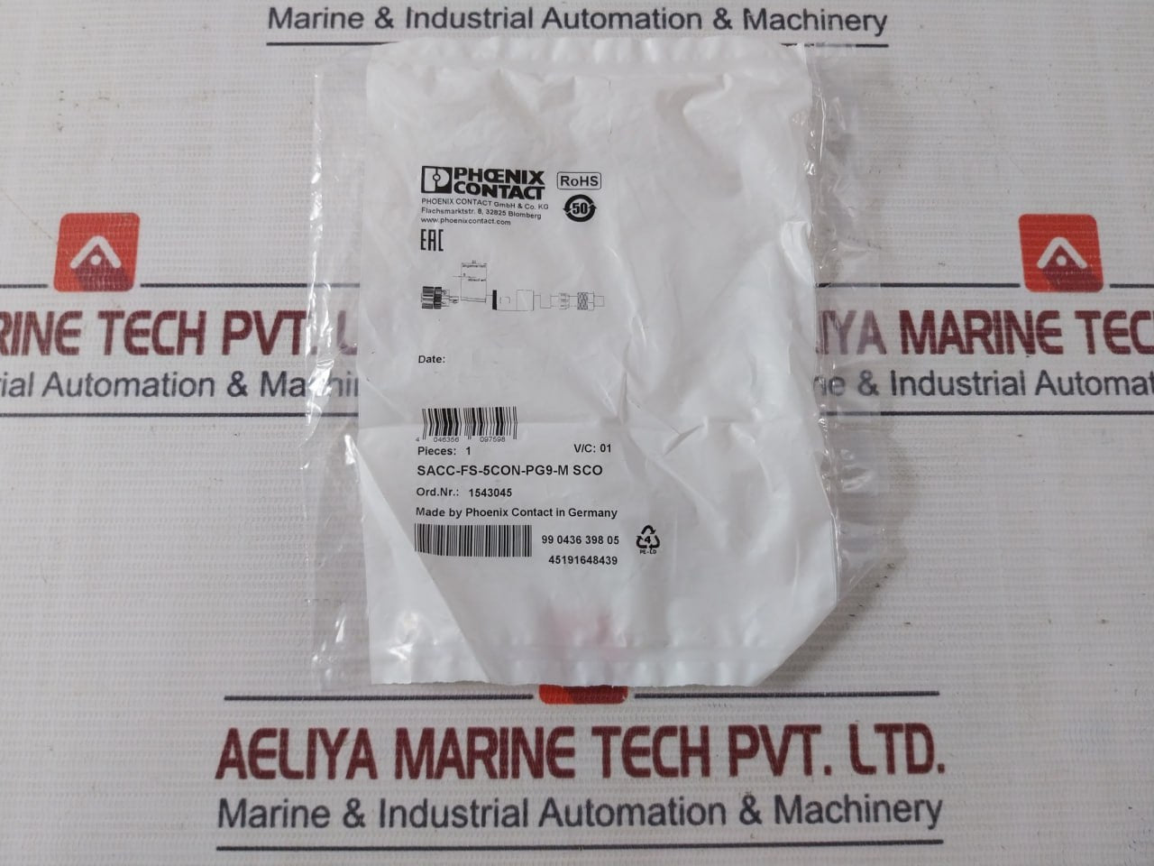 Phoenix Contact Sacc-fs-5Con-pg9-m Sco Connector M12 Female Plug 5 Pins