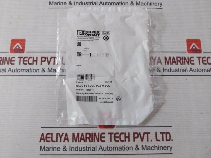 Phoenix Contact Sacc-fs-5Con-pg9-m Sco Connector M12 Female Plug 5 Pins