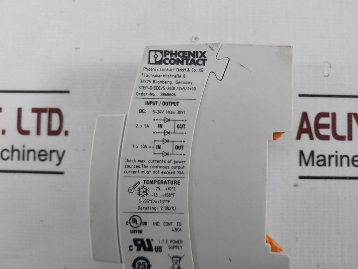 Phoenix Contact Step-diode/5-24Dc/2X5/1X10 Redundancy Module 2868606